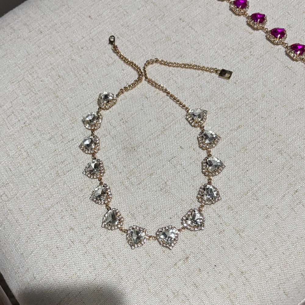 Gold Crystal Heart Link Necklace - Women's Jewelry